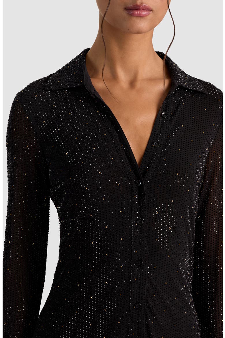 Freya Fitted Embellished Minidress, Alternate, color, BLACK/ GOLD
