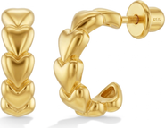 In Season Jewelry Cascading Puffed Hearts Plated Hoop Earrings