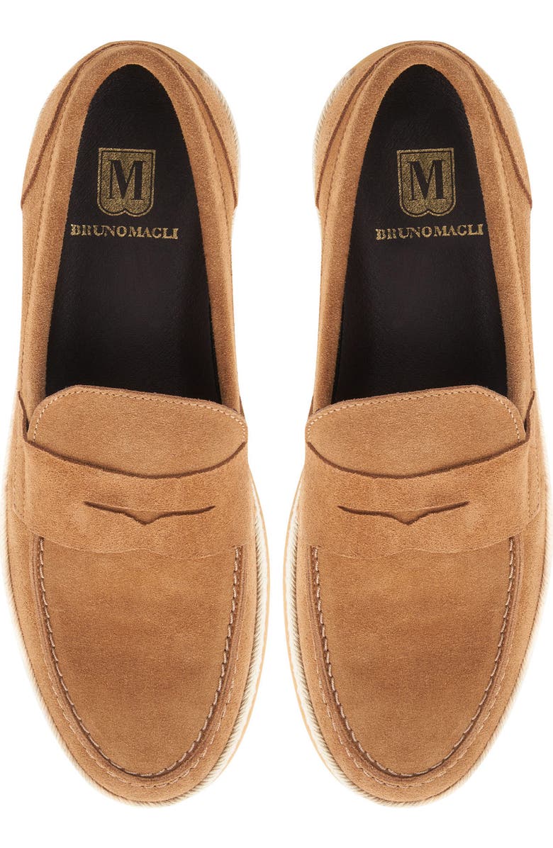 Bruno Magli Alfama Espadrille Penny Loafer, Alternate, color, Cognac Suede