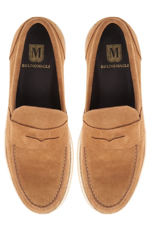 Bruno Magli Alfama Espadrille Penny Loafer In Cognac Suede