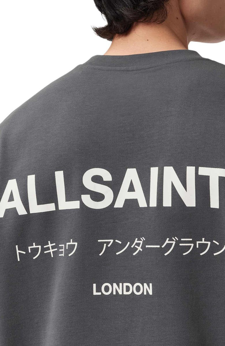 AllSaints Underground Logo Organic Cotton Graphic Sweatshirt, Alternate, color, Dark Steel Blue