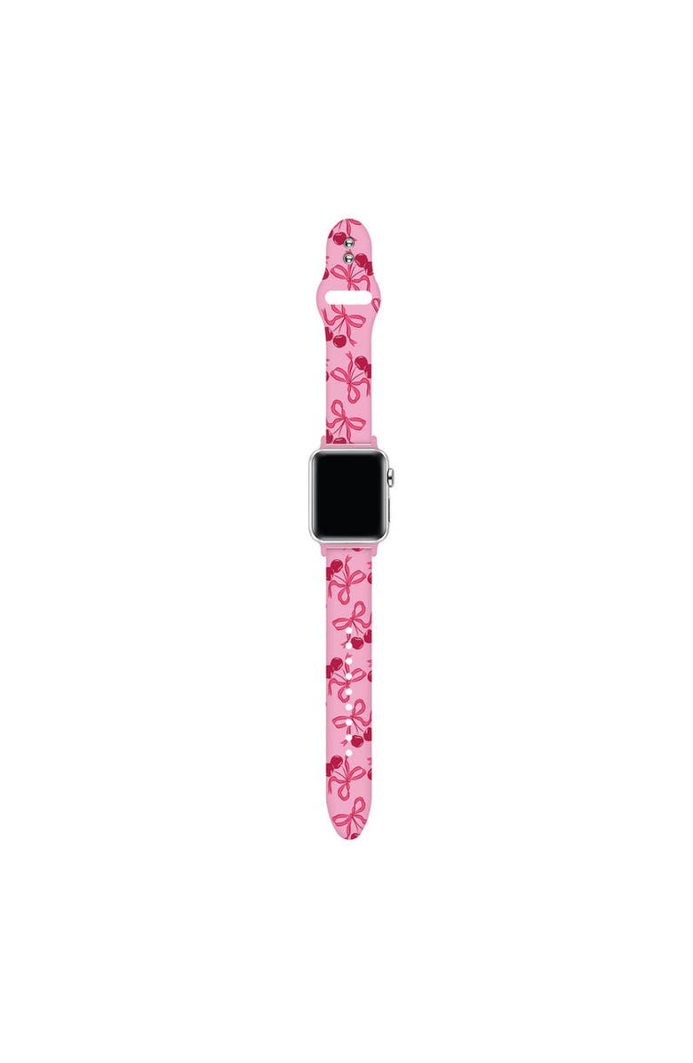 Posh Tech Cherry Bow Silicone Band for Apple Watch + Smartwatch, Alternate, color, Cherry Coquette