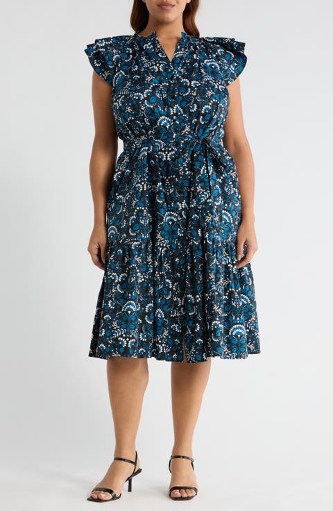 Etta Floral Button Midi Dress (Plus)