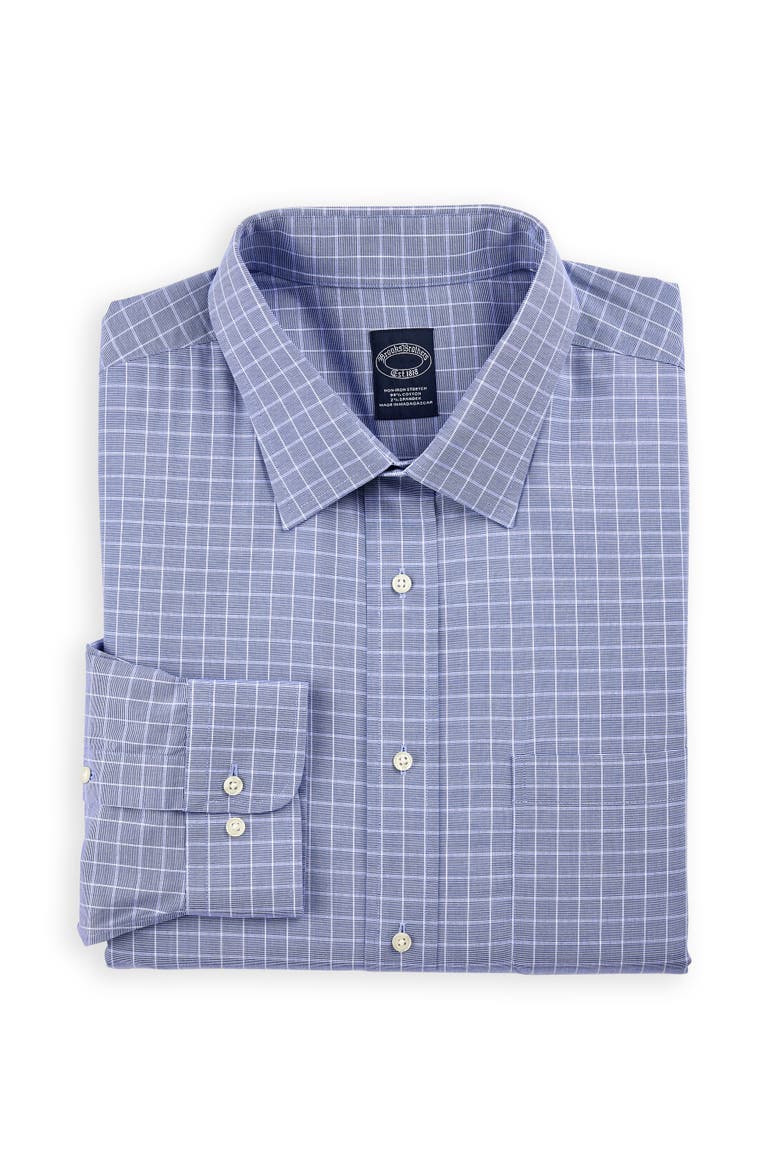 Big & Tall Non-Iron Windowpane Dress Shirt, Main, color, BLUE