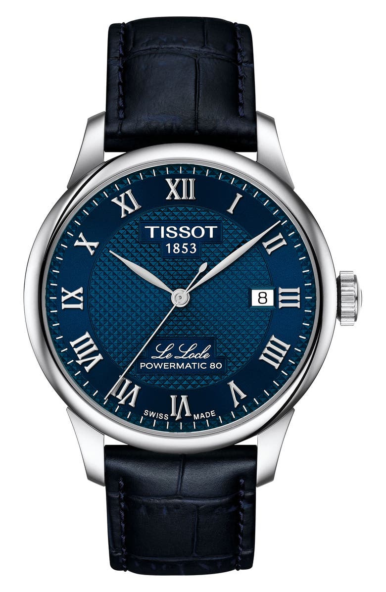 Tissot Le Locle Powermatic 80 Leather Strap Watch, 39.3mm, Main, color,