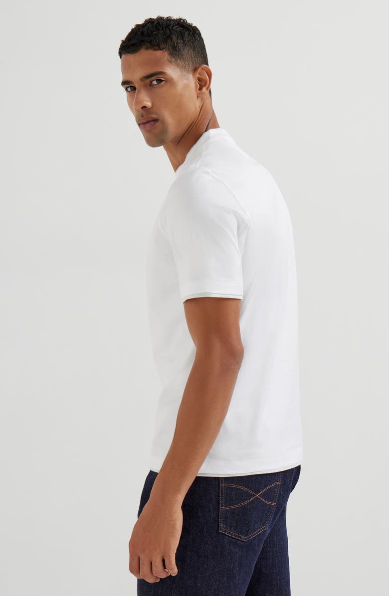 Brunello Cucinelli T-shirt with faux-layering, Alternate, color, White