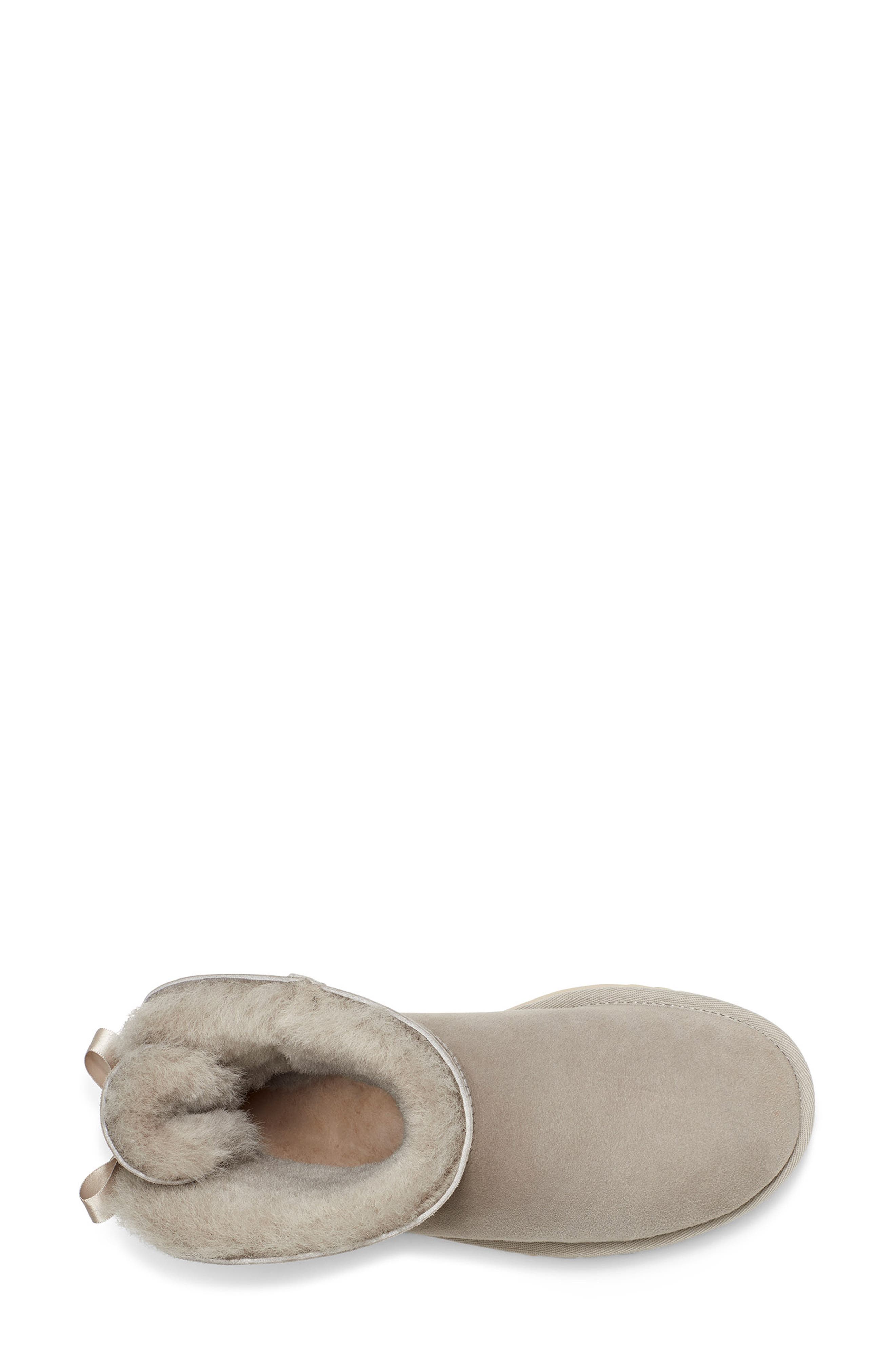 Mini Bailey Bow II Genuine Shearling Bootie, Alternate, color, GOAT SUEDE