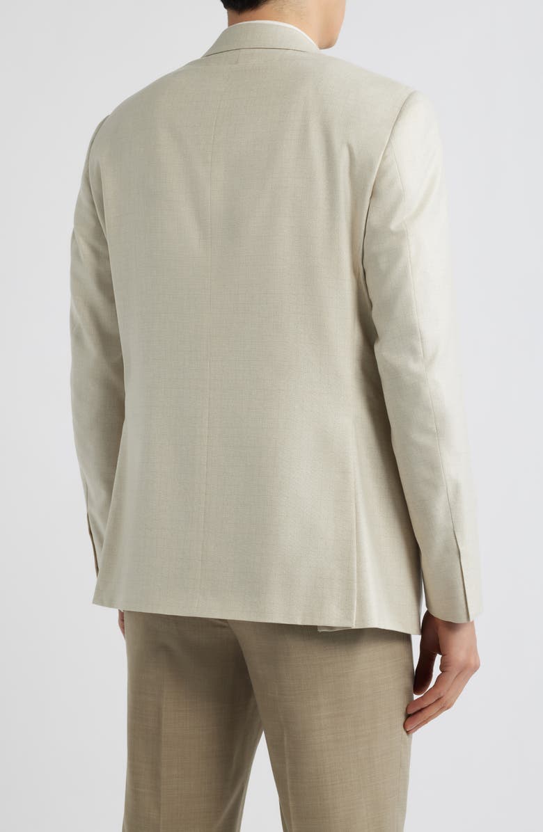 Canali Capri Trim Fit Beige Check Jacquard Silk & Cashmere Sport Coat, Alternate, color, Beige