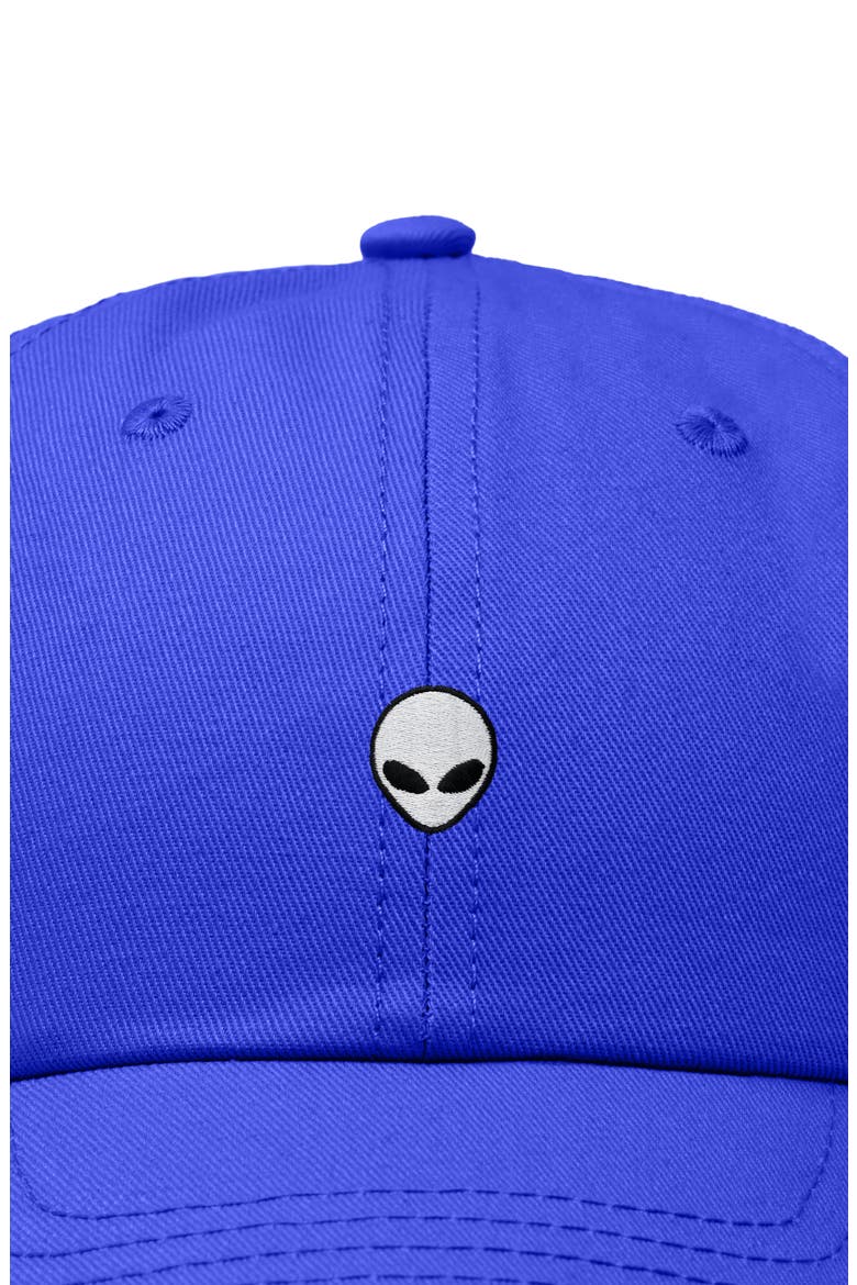 Mens Lil Alien Cotton Dad Cap, Alternate, color, Royal Blue