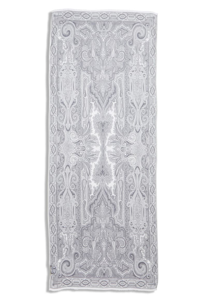 Sciarpa Delhy Silk Scarf, Main, color, WHITE
