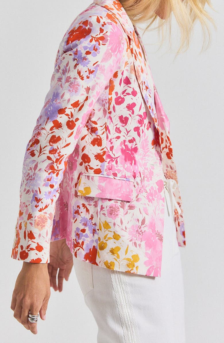 Derek Lam 10 Crosby Irina Floral Stretch Linen Blend Jacket, Alternate, color, 