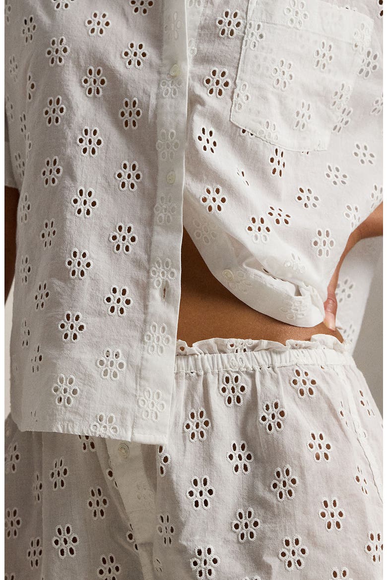 Cotton Eyelet Short Pajamas, Alternate, color, WHITE CLOUD