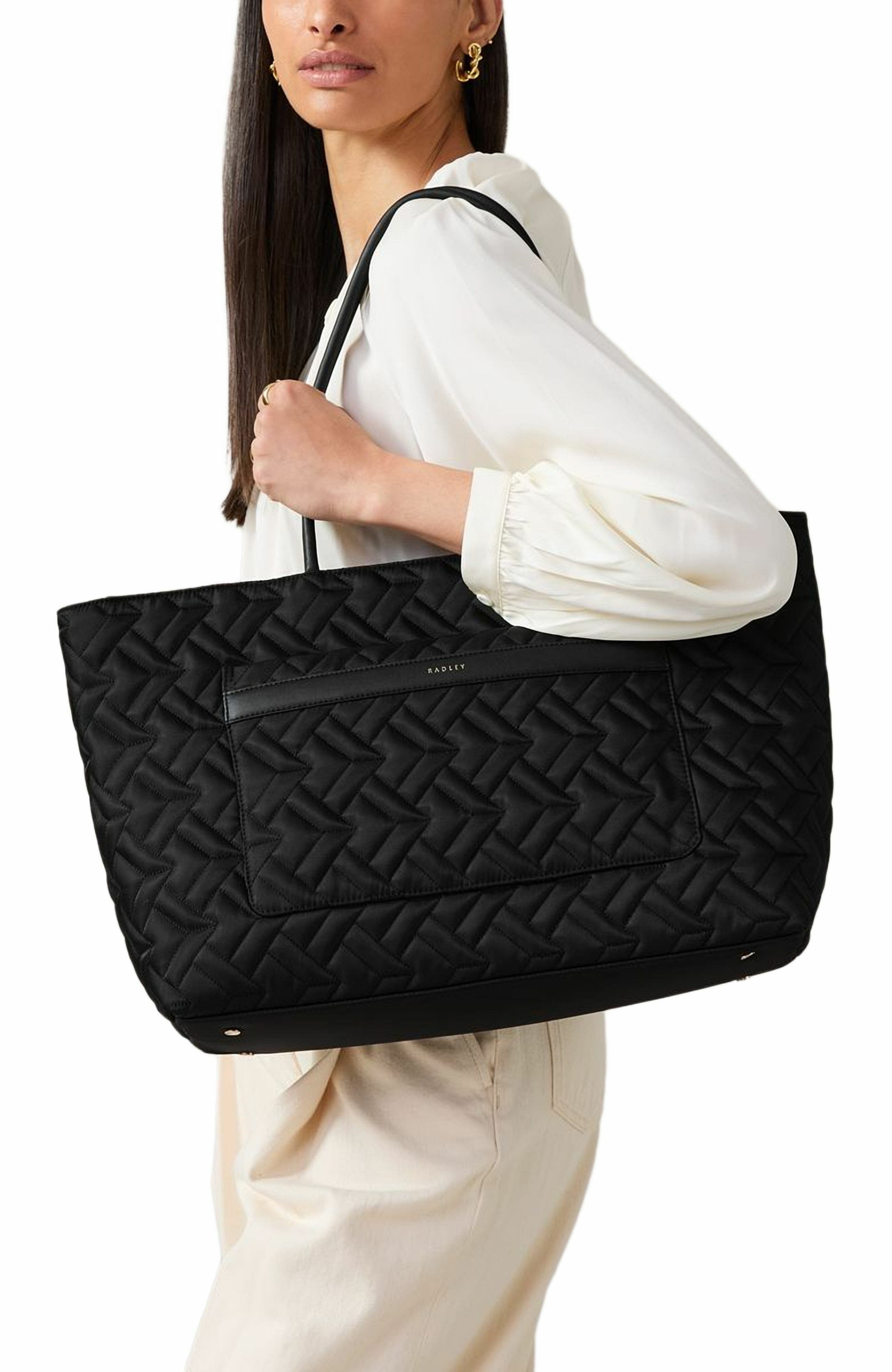 Radley Holland Park - Quilt Large Ziptop Tote Bag, Alternate, color, Black