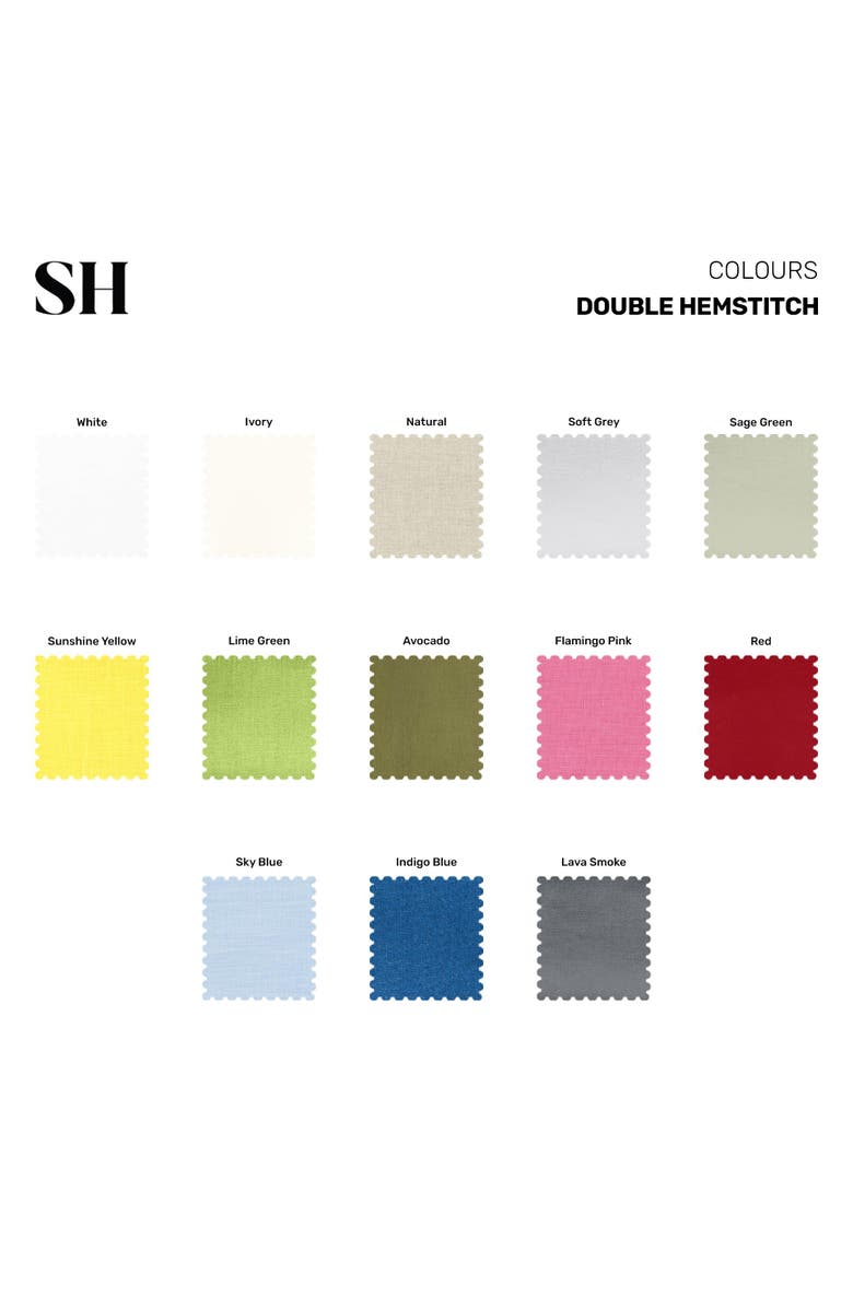 Solino Home Linen Dinner Napkins - Linen Double Hemstitch, 20" x 20" Inch, Alternate, color, White