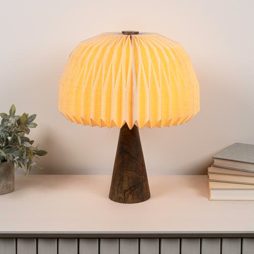 Jonathan Y Sylvie 16" Modern Minimalist Paper Pleated Shade Mushroom Accent Led Table Lamp In Brown