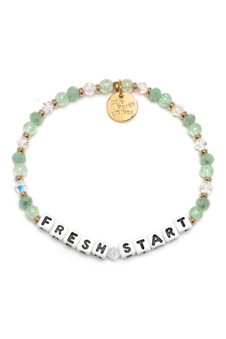 Fresh Start Beaded Stretch Bracelet, Main, color, WHITE/ GREEN