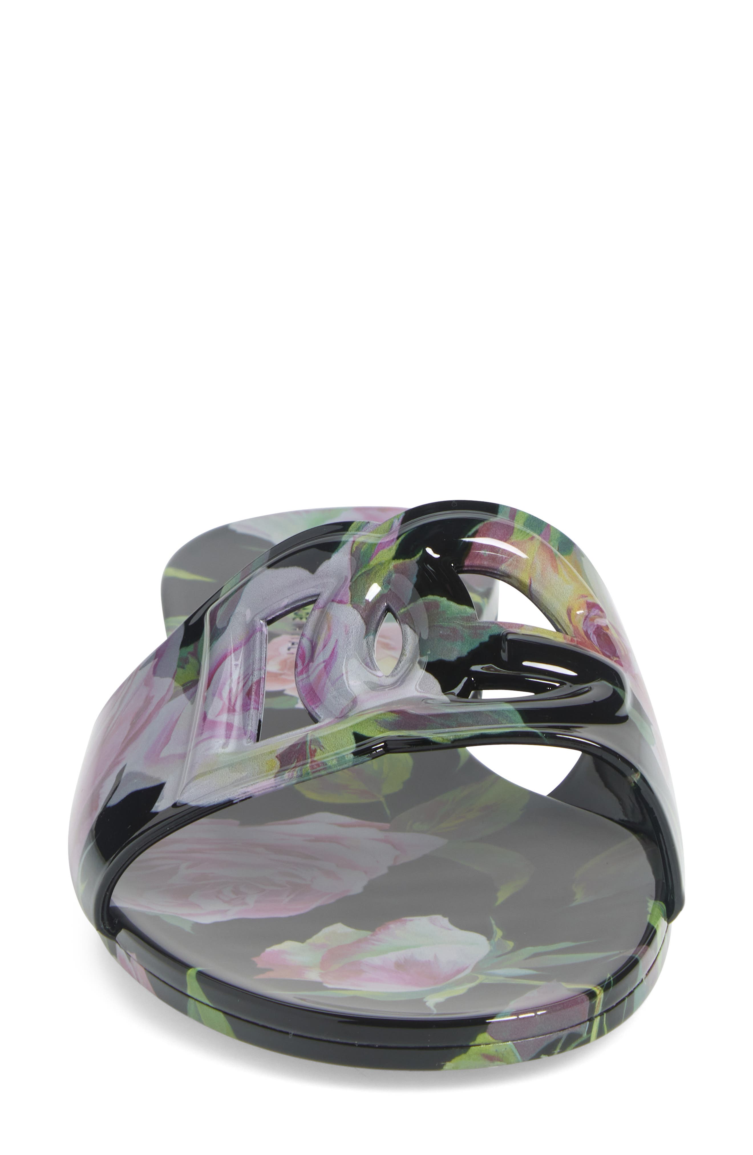 Dolce&Gabbana Bianca Interlock Slide Sandal, Alternate, color, Rose Rosa Nero