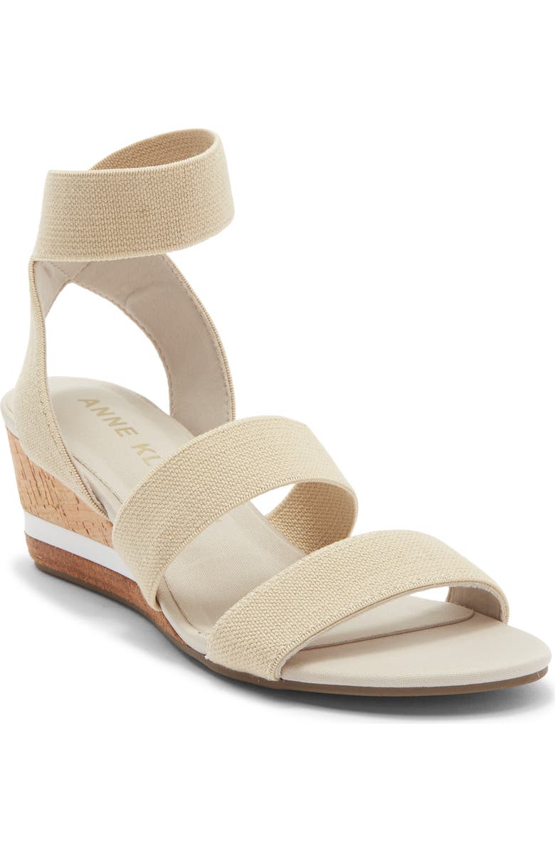 Anne Klein Barnett Wedge Ankle Strap Sandal, Main, color, Natural