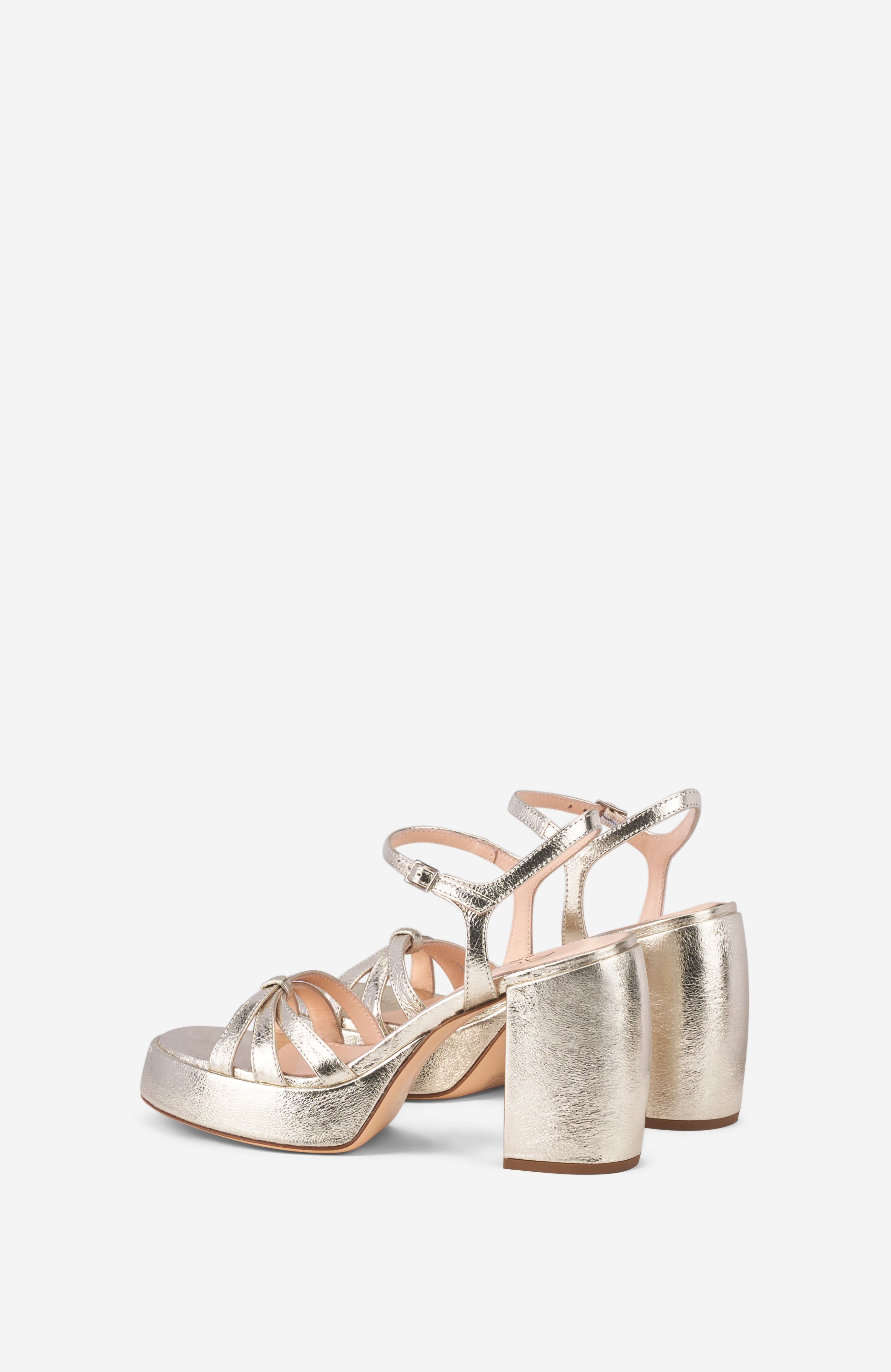 AGL Clio Sandal with High Heel, Alternate, color, Platinum Leather