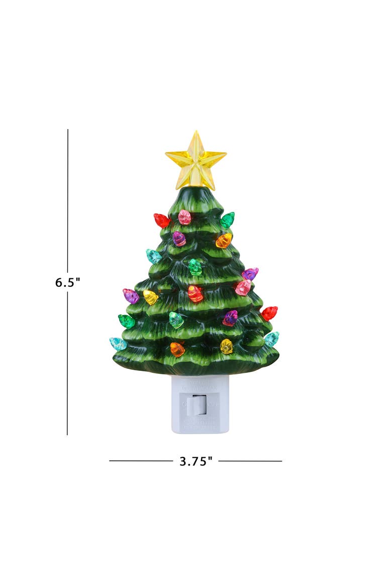 6 in. Nostalgic Ceramic Tree Nightlight, Alternate, color, Green