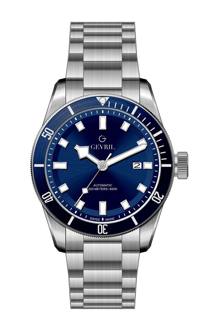 Men's Yorkville Blue Dial Stainless Steel Watch, 43mm, Main, color, SILVER