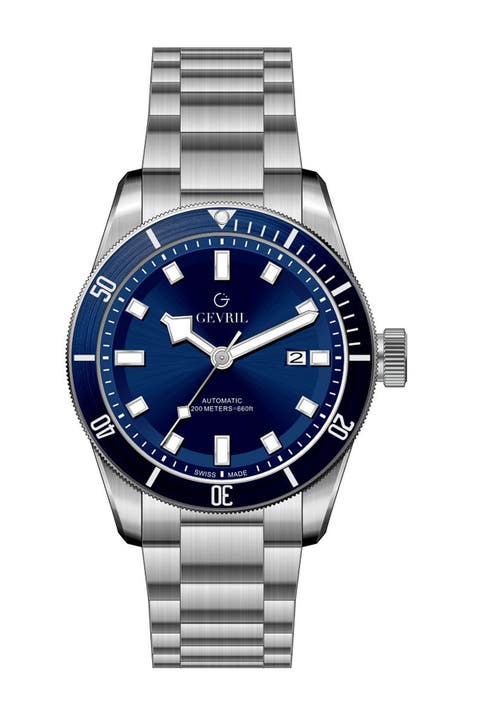 Men's Yorkville Blue Dial Stainless Steel Watch, 43mm