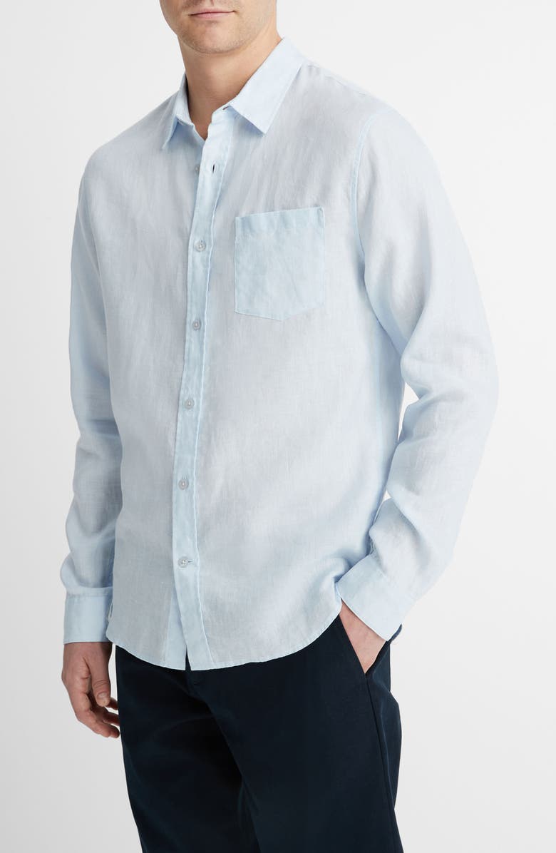 Vince Linen Button-Up Shirt, Alternate, color, Glacier