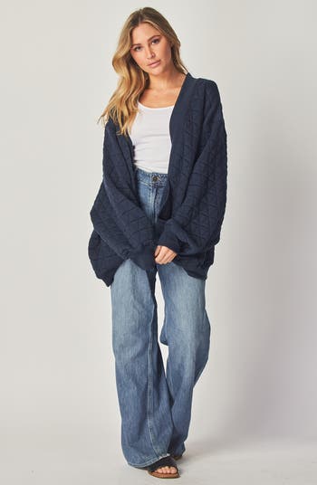 Quilted Cotton Blend Cardigan Sweatshirt