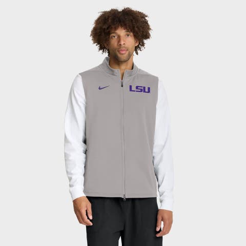 Men's Nike Gray LSU Tigers Primetime Victory Performance Full-Zip Vest