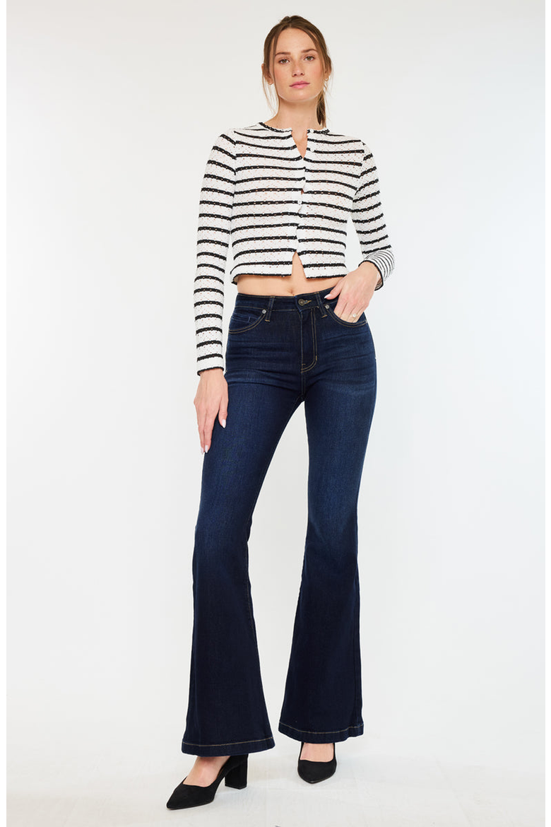Roel High Rise Super Flare Stretch Jeans, Alternate, color, Dark Wash