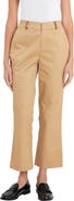 English Factory Faux Leather Trim Crop Flare Twill Pants