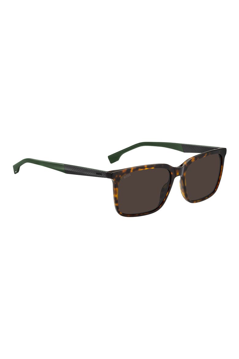 57mm Rectangular Sunglasses, Alternate, color, HAVANA GREEN