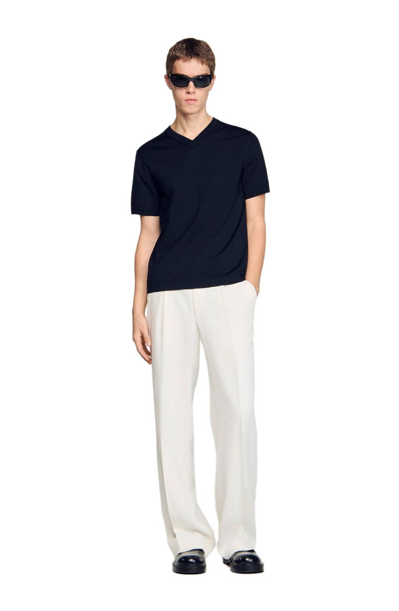 SANDRO Short-sleeve V-neck polo shirt, Alternate, color, Black