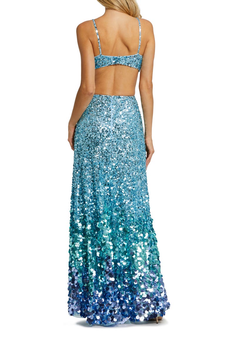 Ombre Sequin Cut Out Sweetheart Gown, Alternate, color, ICE BLUE