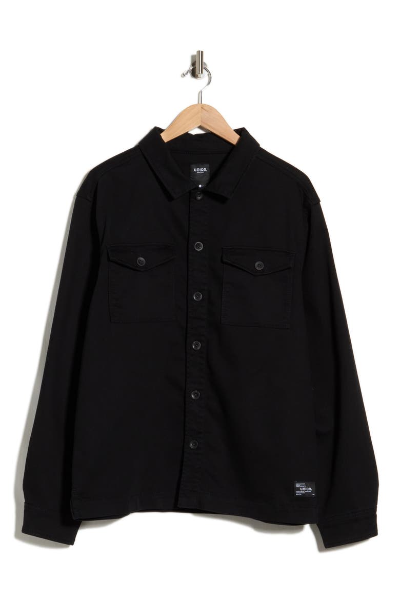 Lounge Twill Knit Shirt Jacket, Alternate, color, BLACK