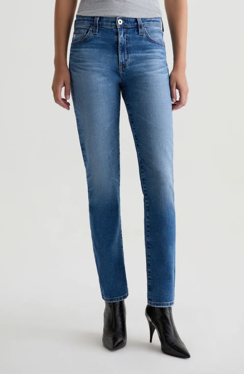 Mari Mid Rise Slim Straight Leg Jeans