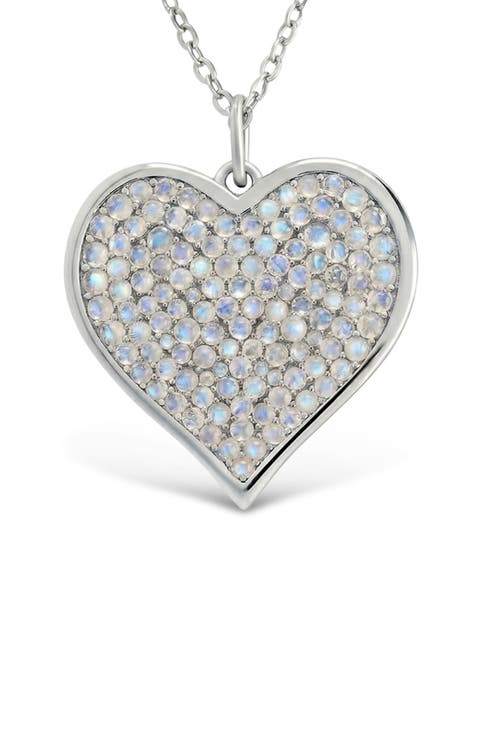 Sterling Silver Moonstone Heart Pendant Necklace