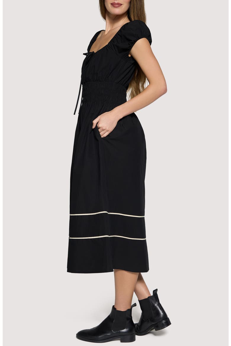 Cara Dream Midi Dress, Alternate, color, BLACK-CREAM