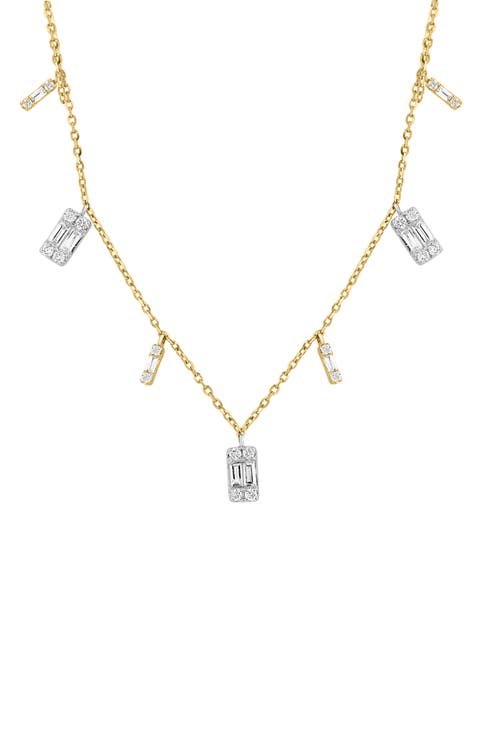 14K Two-Tone Gold Diamond Charm Necklace - 0.41 ctw