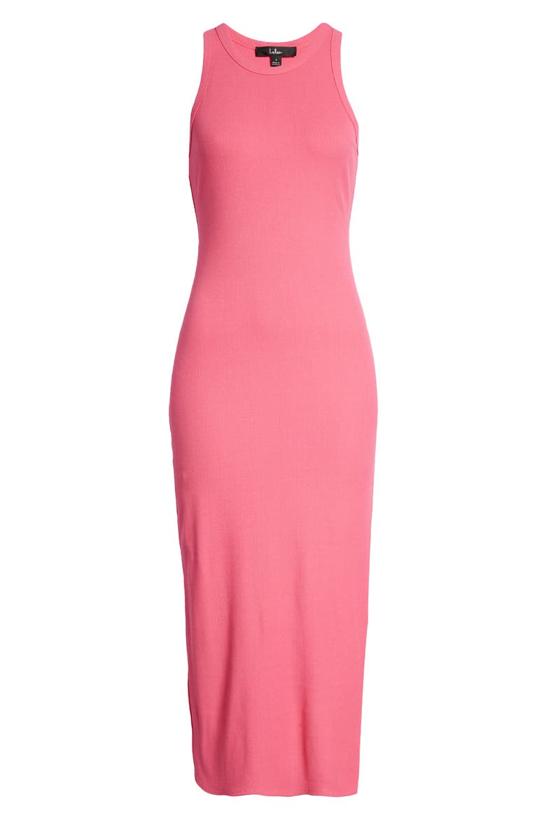 Ribbed Sleeveless Body-Con Midi Dress, Alternate, color, HOT PINK