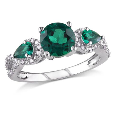 Gemstone & Diamond 3-Stone Ring