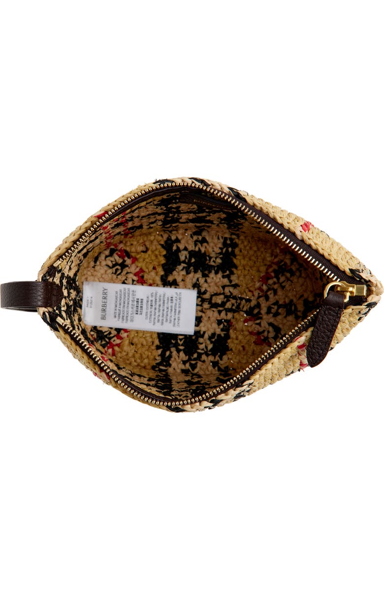 Burberry Margate Check Raffia Pouch, Alternate, color, Sand