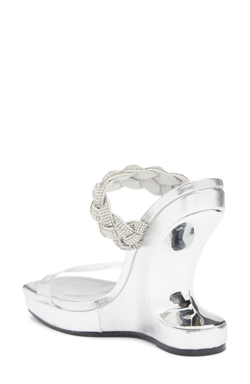 Ashley Kahen Melrose Cutout Wedge Rhinestone Sandal In Silver