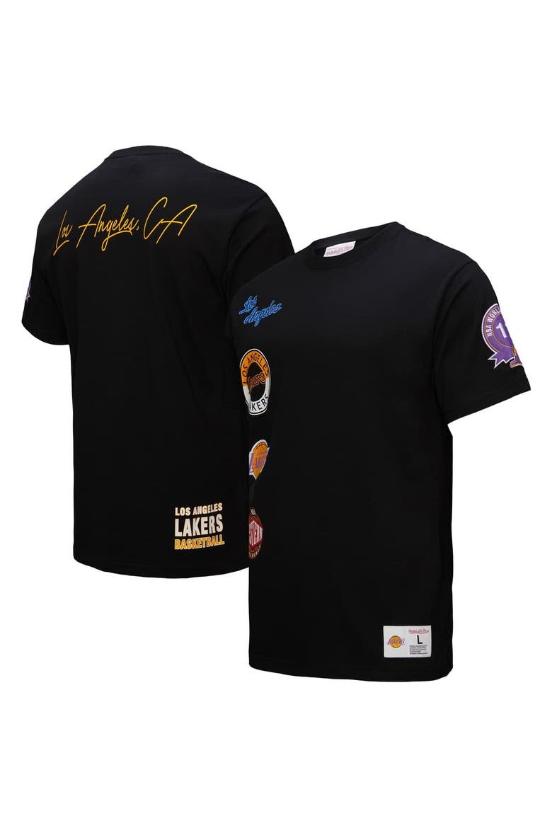 Men's Black Los Angeles Lakers Black Out Collection Vintage Premium T-Shirt, Main, color, Black