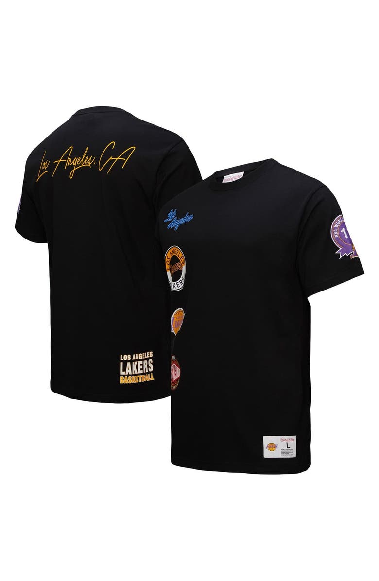 Mitchell & Ness Men's Black Los Angeles Lakers Black Out Collection Vintage Premium T-Shirt, Main, color, Black