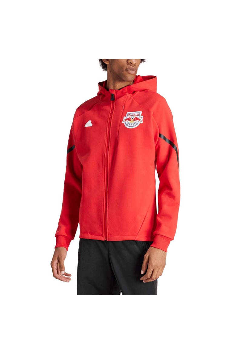 Men's adidas Red New York Red Bulls 2024 Anthem Travel Raglan Sleeve Full-Zip Jacket, Alternate, color, Red