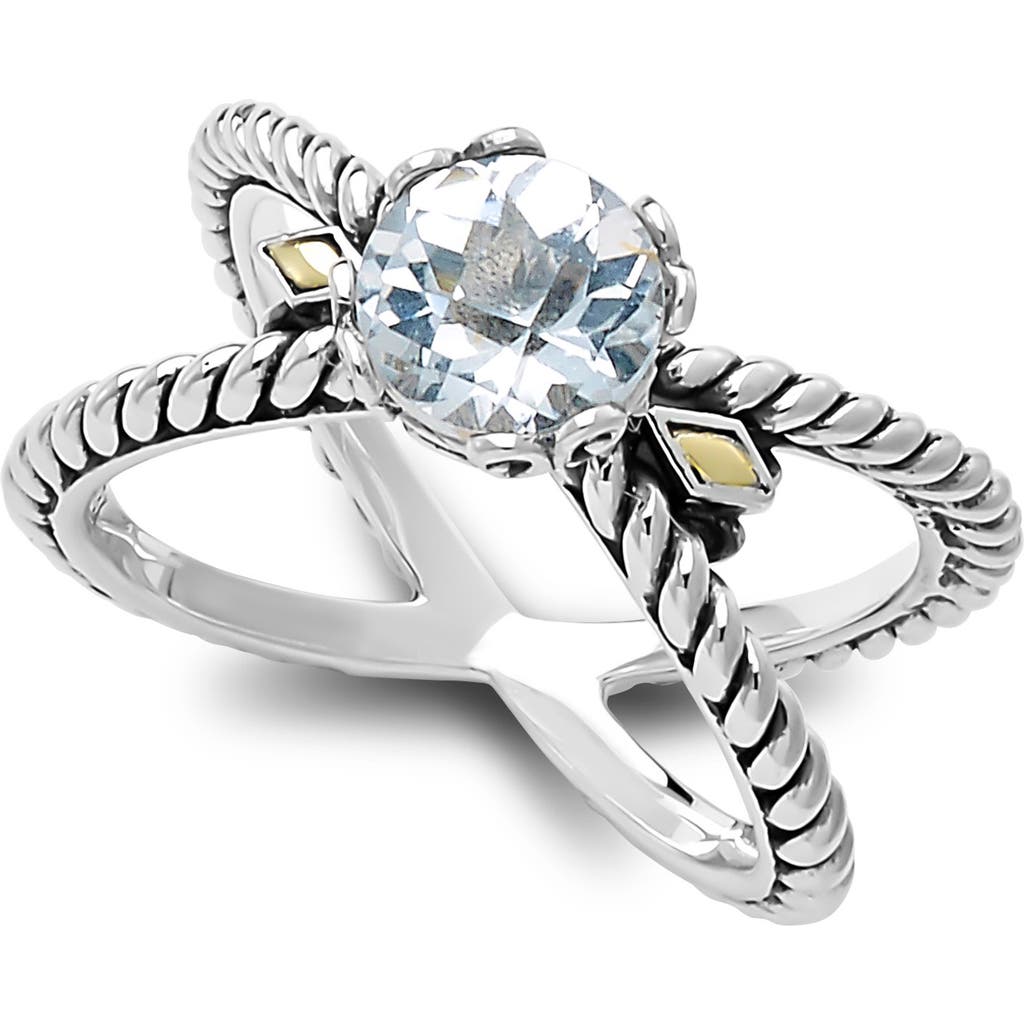 Samuel B. Sterling Silver & 18k Gold Semiprecious Stone Crossover Band Ring In White