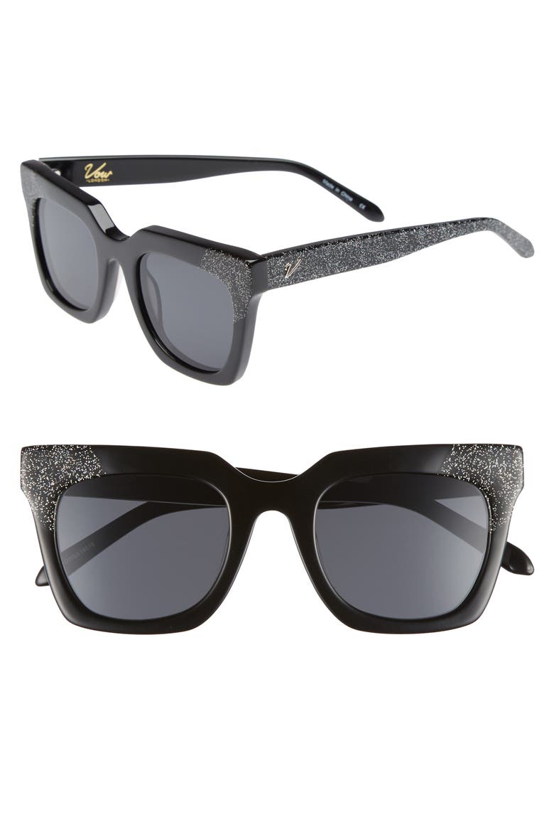 Riley 50mm Cat Eye Sunglasses, Main, color, BLACK/ SMOKE