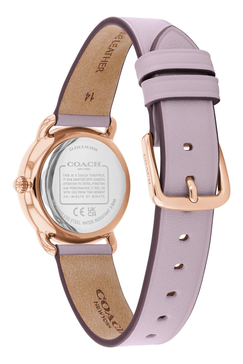Elliot Purple Leather Strap Watch, 28mm, Alternate, color, PURPLE