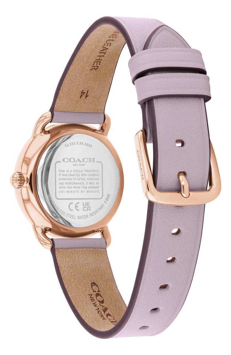 COACH Elliot Purple Leather Strap Watch, 28mm, Alternate, color, Purple